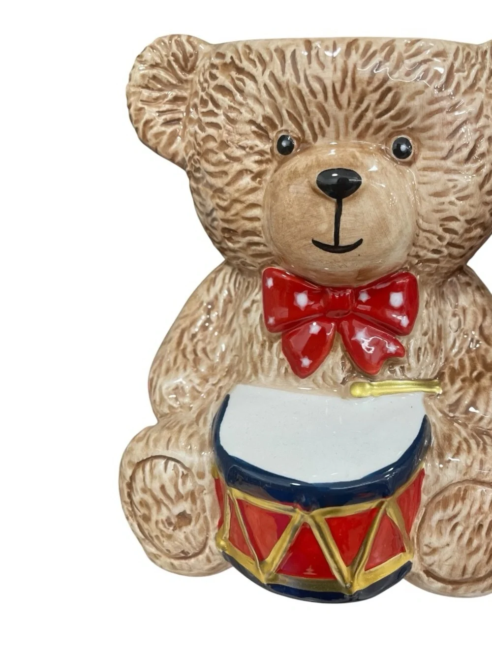 Liberty Home Red Bow Teddy Bear Drum Ceramic Mug - 26 ounces - NWT